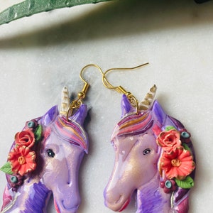 Summer earrings// animal earrings// unicorn earrings// autumn earrings// flower earrings// polymer clay earrings// summer earrings. image 4