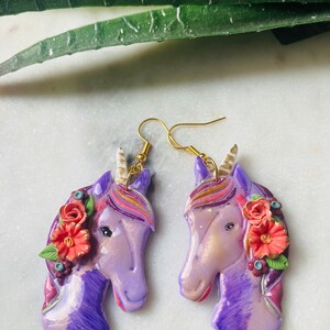 Summer earrings// animal earrings// unicorn earrings// autumn earrings// flower earrings// polymer clay earrings// summer earrings. image 7