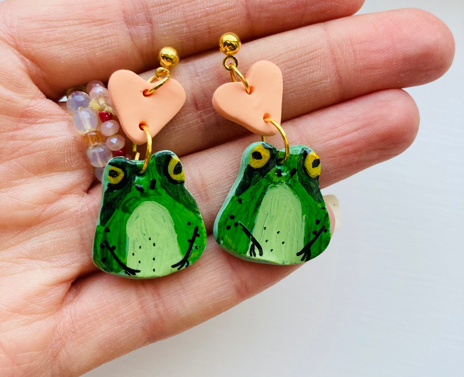 Frog Earrings// Polymer Clay Frog Earrings// Dangle Earrings// Etsy UK
