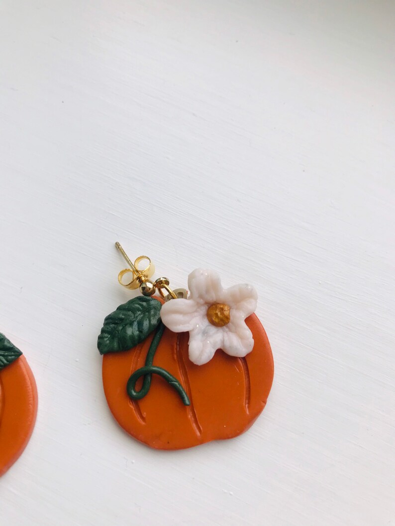 Pumpkin Earrings//polymer Clay Pumpkin Earrings// Halloween Etsy