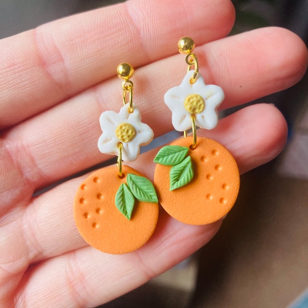 Summer earrings//Orange earrings// fruit earrings// spring earrings// polymer clay earrings// food earrings//