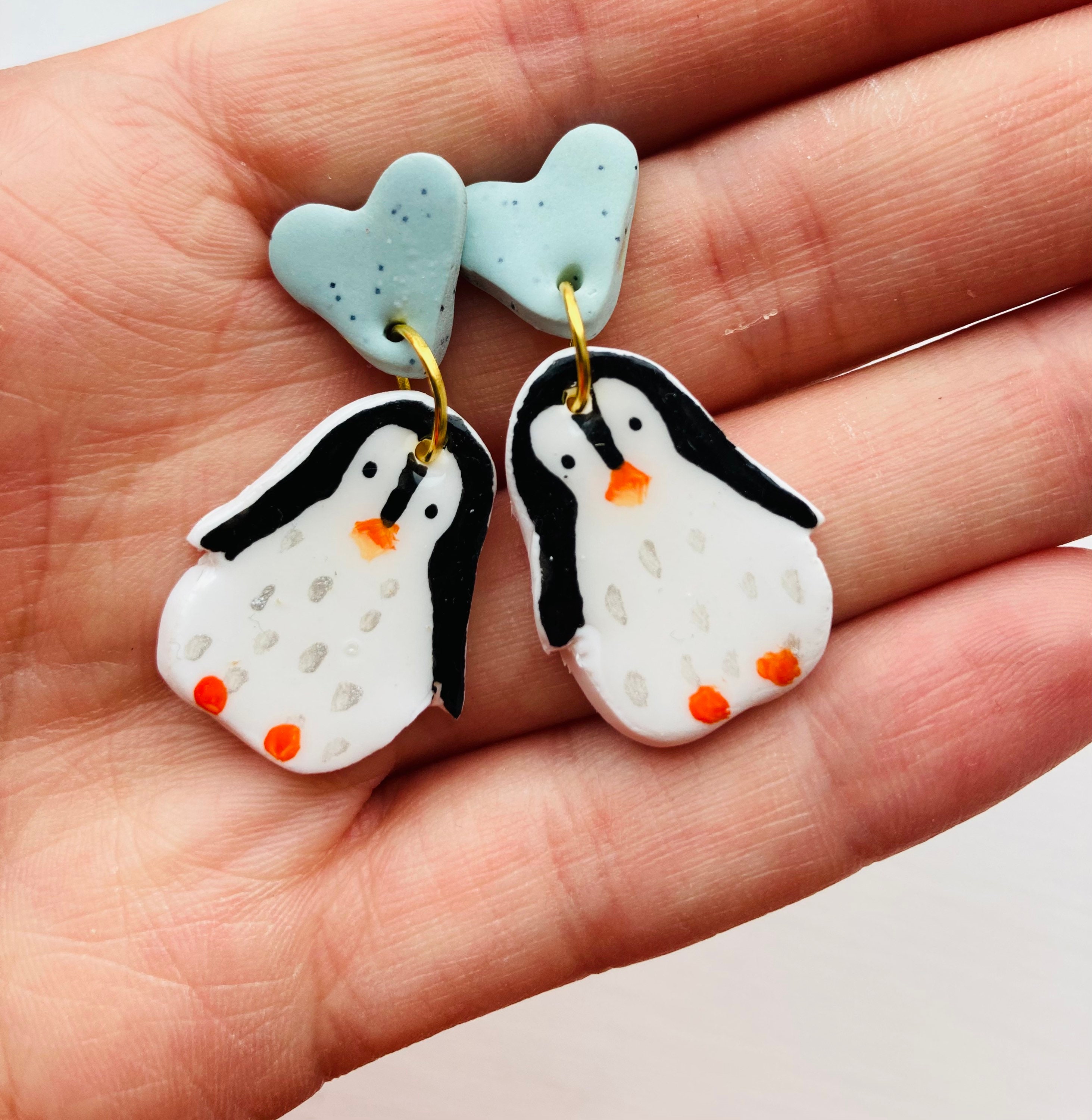 Christmas Earrings// Penguin Earrings// Animal Earrings// Clay - Etsy Christmas Earrings// Penguin Earrings// Animal Earrings// Clay - Etsy