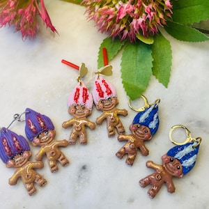 Valentines earrings// troll earrings// spring earrings// polymer clay earrings// animal earrings// 90s earringsearrings// summer earrings