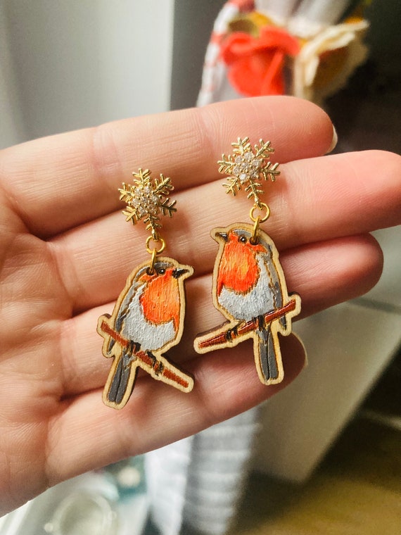 Christmas robin earrings clearance