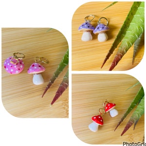 Mushroom earrings// spring earrings// celestial  earrings// summer earrings// wedding gifts // holiday  earrings.