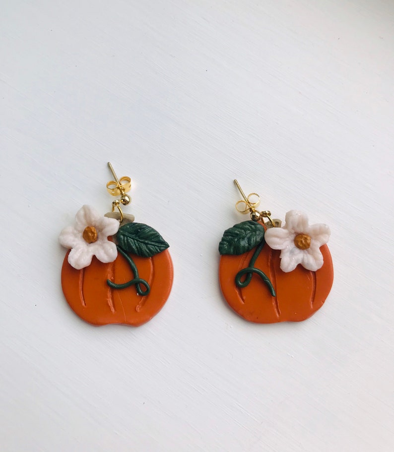 Pumpkin Earrings//polymer Clay Pumpkin Earrings// Halloween Etsy