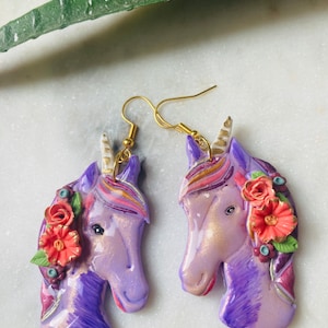 Summer earrings// animal earrings// unicorn earrings// autumn earrings// flower earrings// polymer clay earrings// summer earrings. image 1