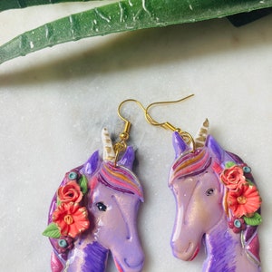 Summer earrings// animal earrings// unicorn earrings// autumn earrings// flower earrings// polymer clay earrings// summer earrings. image 6