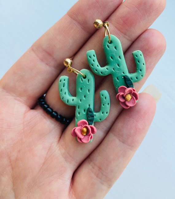 Cactus Earrings Clay Cactus Earrings Polymer Clay Earrings
