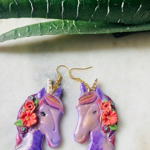 Summer earrings// animal earrings// unicorn earrings// autumn earrings// flower earrings// polymer clay earrings// summer earrings. image 8