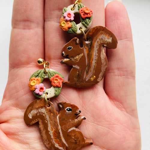 Squirrel Earrings// Animal Earrings// Polymer Clay Earrings// - Etsy Squirrel Earrings// Animal Earrings// Polymer Clay Earrings// - Etsy