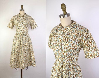 Vintage 1960's Shirtwaist Dress - 60's Floral Print Shirtwaist Dress - Spring Brunch Dress - Vintage House Dress - Size Small