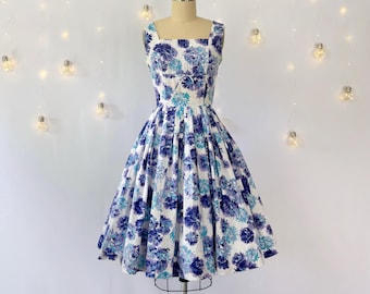 vintage dresses etsy rose lace 1950s - retro dress 50s Vintage Dress (Swing Skirt) From a 1950s pattern to life Vintage Cotton Dress - Etsy