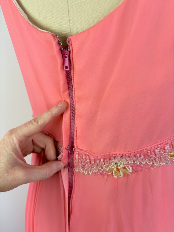 Vintage 1960's Pink Chiffon Evening Dress - 60's … - image 6