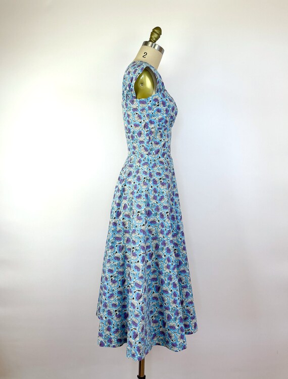 Vintage 1950's Sundress with Jacket - Blue 50s Dr… - image 8