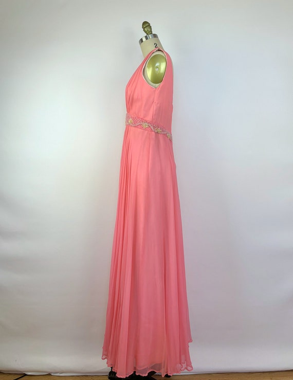 Vintage 1960's Pink Chiffon Evening Dress - 60's … - image 3