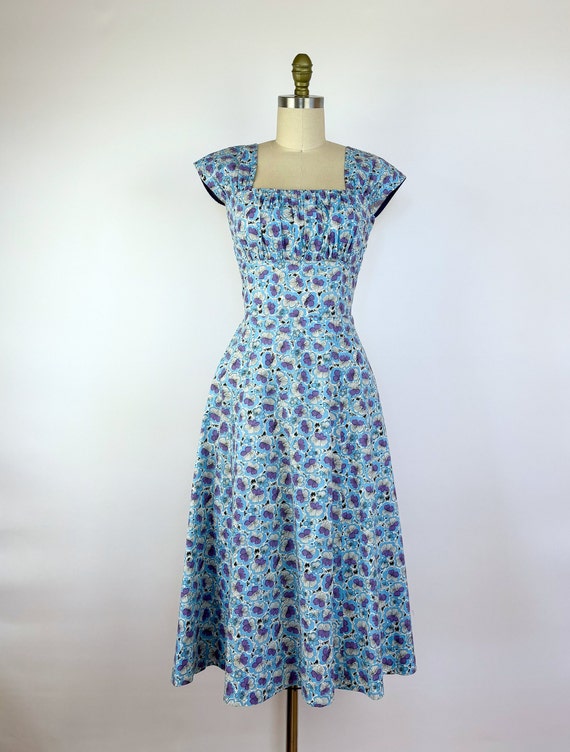 Vintage 1950's Sundress with Jacket - Blue 50s Dr… - image 3