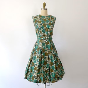 1960s Fit and Flare Cotton Day Dress - Size XS W24