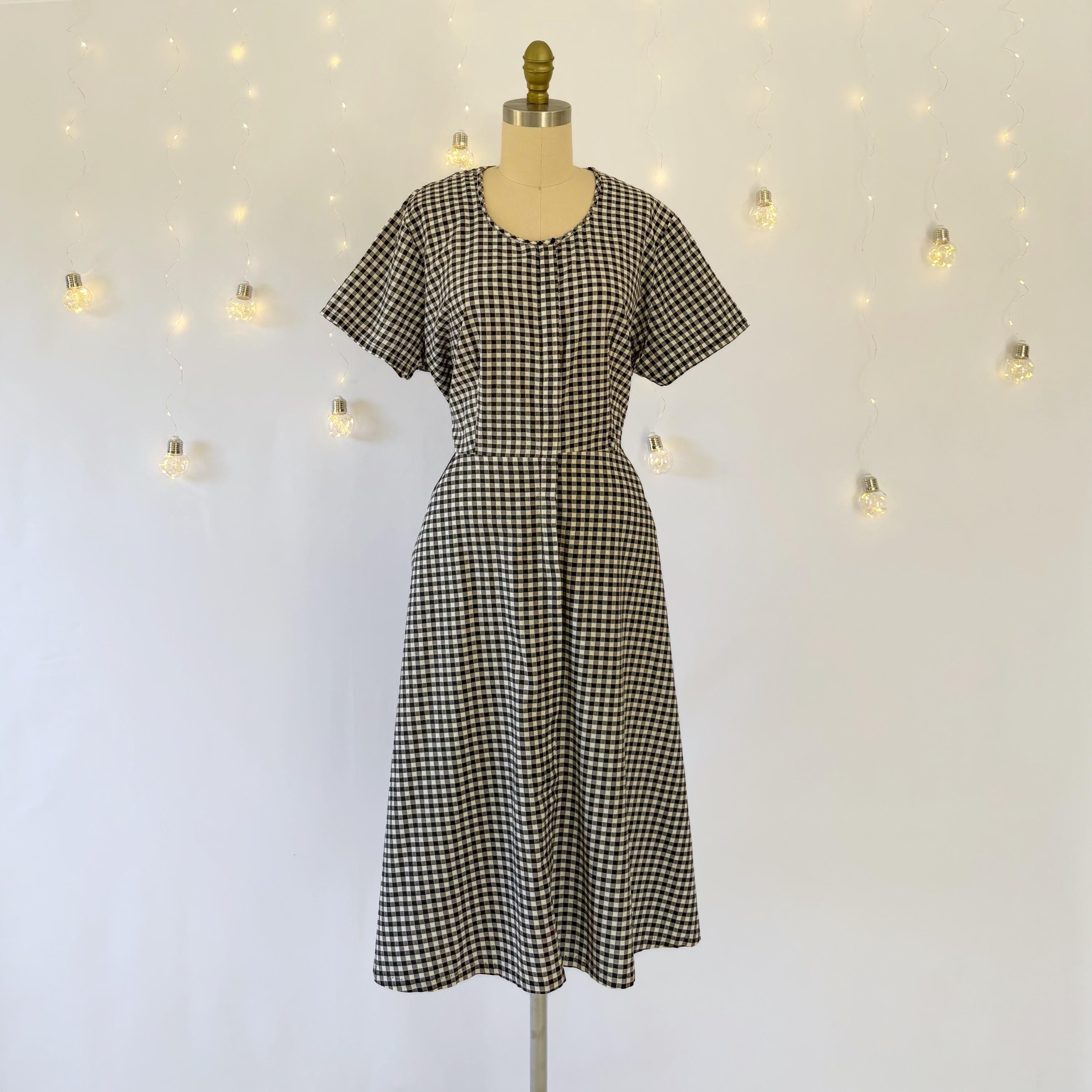 white christmas dresses 1940s Pink Floral White Cotton Zip Front Dress main image 1