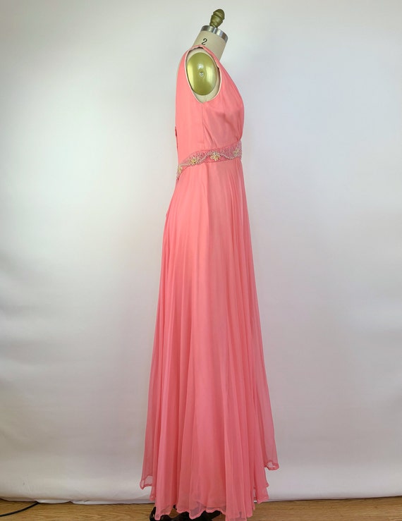 Vintage 1960's Pink Chiffon Evening Dress - 60's … - image 5