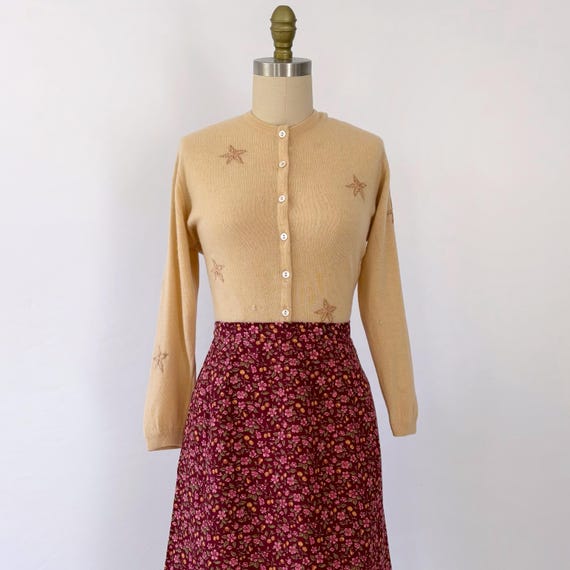 Ballantyne, 1950s Cashmere Cardigan by Ballantyne - Small Medium - Intarsia Star Sweater