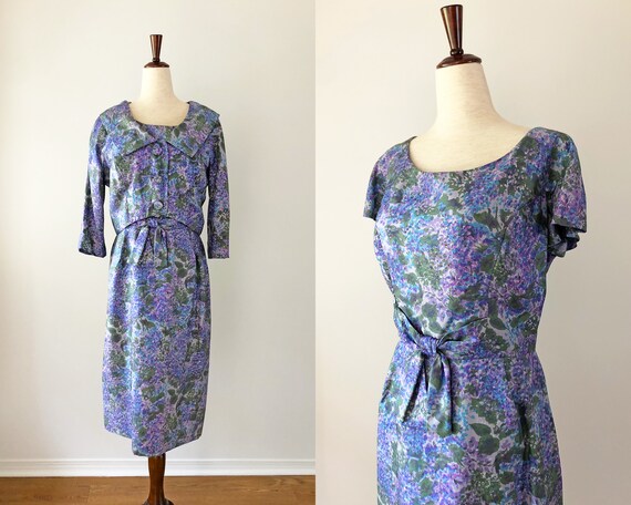 1950's Dress - Vintage 50's Dress - Purple Hydrang