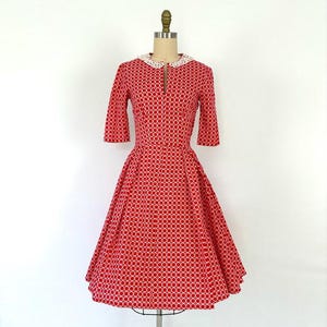 1960s Fit and Flare Cotton Dress - Size Small W26