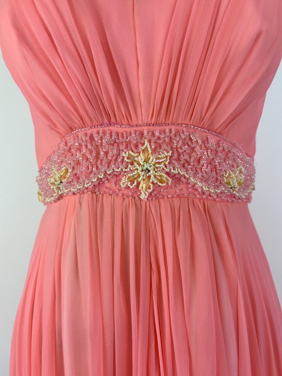 Vintage 1960's Pink Chiffon Evening Dress - 60's … - image 7