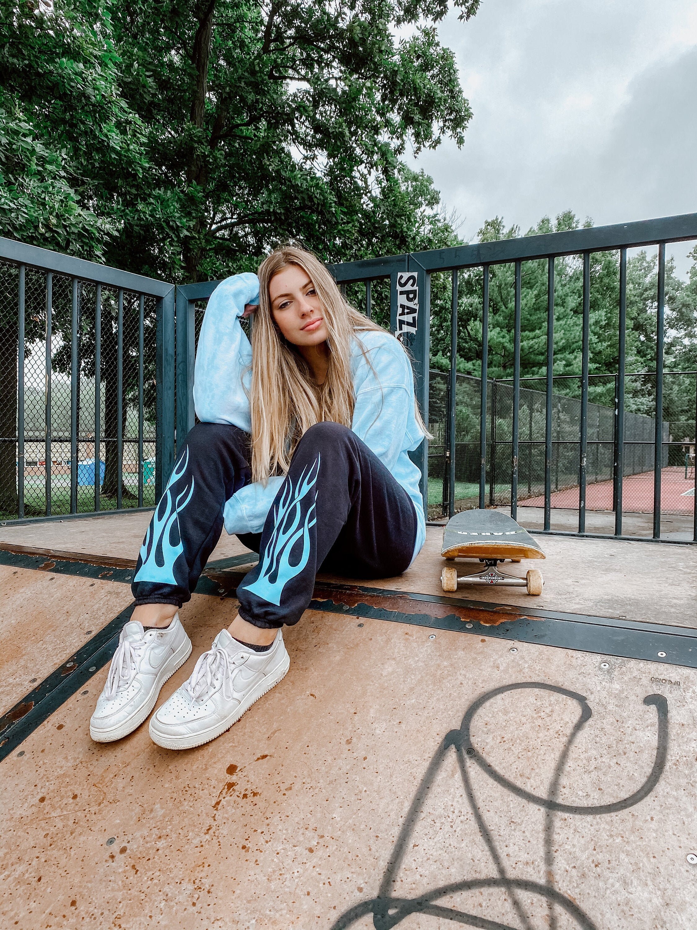 Blue Flame Sweatpants Cute Sweatpants 