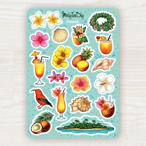 Sticker Sheet  – Hawaii. Bullet Journal Stickers, Planner Stickers, Scrapbook Stickers, Tropical Stickers, Vacation Stickers