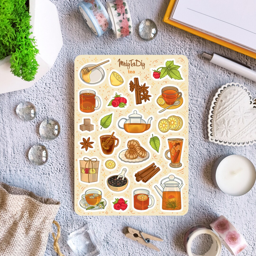 Sticker Sheet – Tea. Bullet Journal Stickers, Planner Stickers ...