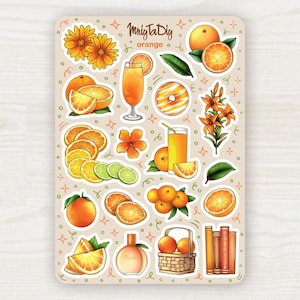 Sticker Sheet – Orange. Bullet Journal Stickers, Planner Stickers, Scrapbook Stickers