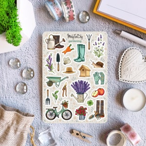 Hoja de calcomanías – Jardinería. Bullet Journal Stickers, Planner Stickers, Scrapbook Stickers, Gardening Stickers, Flower Stickers