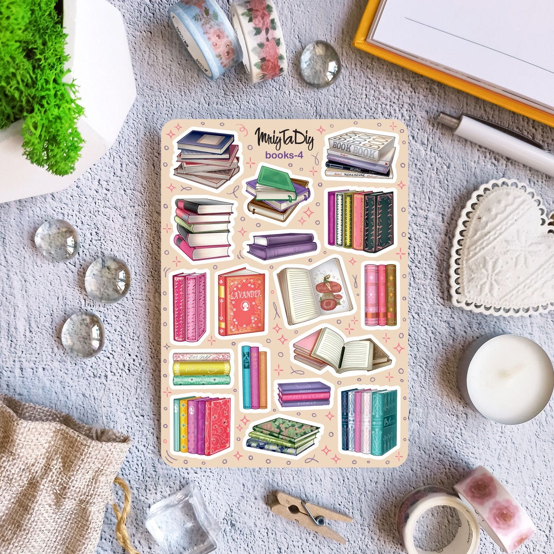 Hoja de calcomanías Libros-4. Bullet Journal Stickers, Planner Stickers