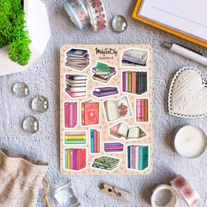 Foglio di adesivi – Libri-4. Adesivi Bullet Journal, Adesivi Planner, Adesivi Scrapbook