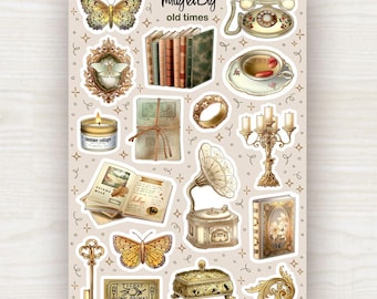Old Times Planner Stickers – Vintage Ephemera Sheet for Journaling, Scrapbooking, Victorian Aesthetic, Antique Bujo Stationery