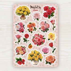 Roses Stickers – Flower Bouquet Sticker Sheet for Scrapbooking, Journaling, Planner and Bullet Journal