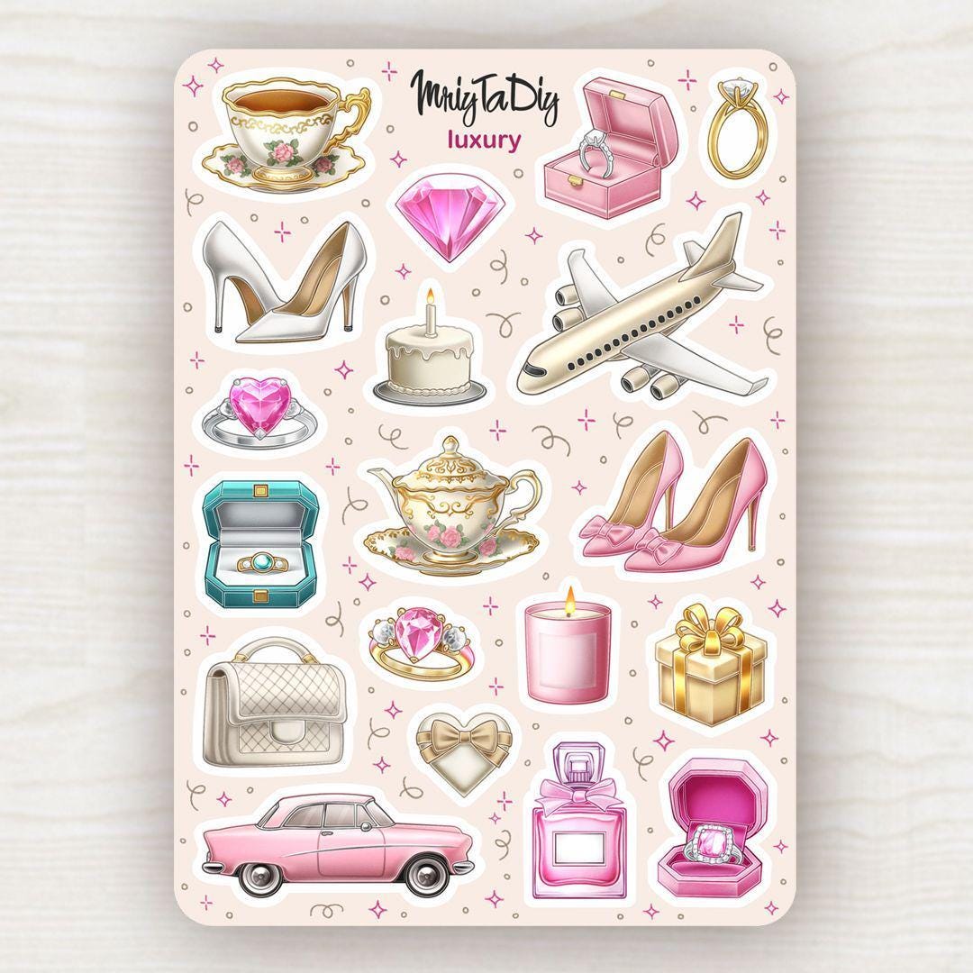 Luxury Stickers – Elegant Fashion, Jewelry and Glamour Sticker Sheet ...