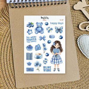 Sticker Bogen - Doll-07. Mädchen Aufkleber, Mädchen BuJo Aufkleber, Mädchen Scrapbook Aufkleber, Mädchen Sticker Blatt, ästhetische Scrapbook Aufkleber