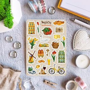 Stickervel – Nederland. Bullet Journal Stickers, Planner Stickers, Scrapbook Stickers, Holland, Amsterdam