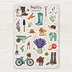 Sticker Sheet – Gardening. Bullet Journal Stickers, Planner Stickers, Scrapbook Stickers, Gardening Stickers, Flower Stickers