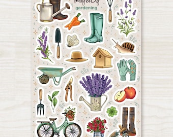 Gardening Stickers – Flowers, Tools and Plants – Spring Garden Planner and Journal Sticker Sheet