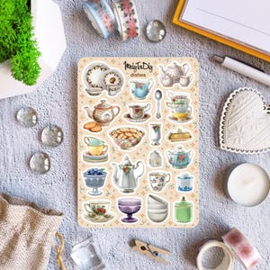 Feuille d'autocollants – Vaisselle | Autocollants de journalisation pour votre agenda, autocollants pour bullet journal, autocollants pour agenda, autocollants pour scrapbooking