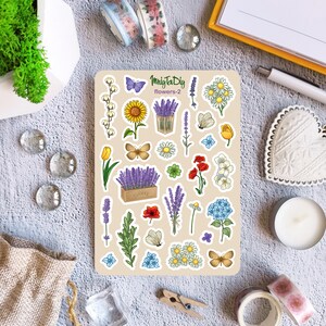 Stickervel – Bloemen-2. Bullet Journal-stickers, planner-stickers, plakboekstickers, bloemensticker, bloemensticker