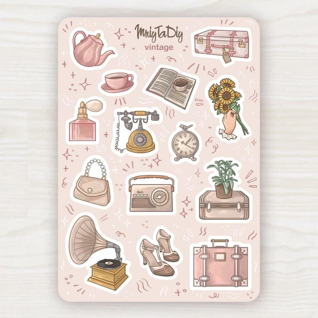 Vintage Aesthetic Sticker Sheet – Planner Journal Stickers - Etsy