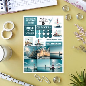 Stickervel – Big Edition 30. Vuurtoren, zee, oceaan, kust, landschap, natuur, Bullet Journal-stickers, plakboekstickers, A-5