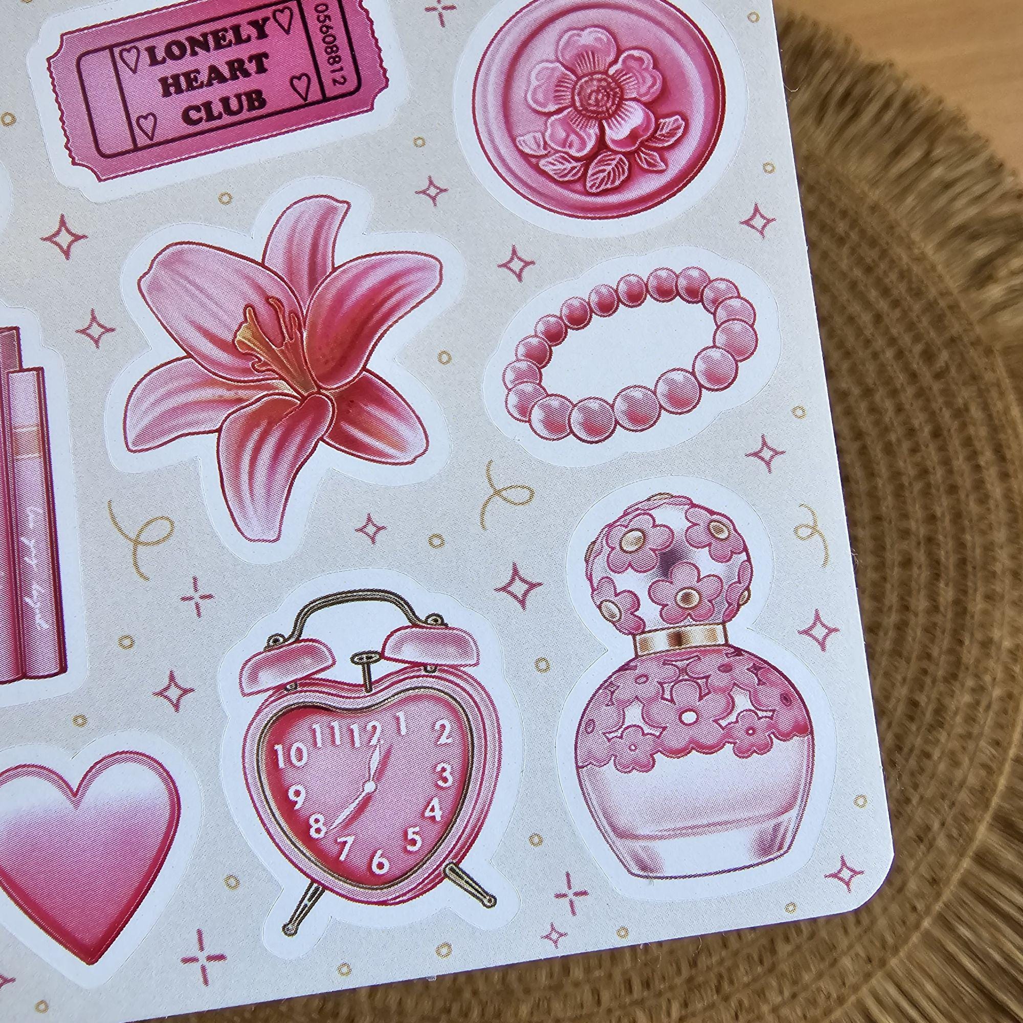 Pink Mood Stickers – Aesthetic Pink Sticker Sheet for Scrapbooking ...