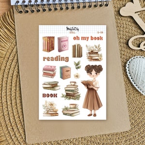 Sticker Bogen - Doll-08. Mädchen Aufkleber, Mädchen BuJo Aufkleber, Mädchen Scrapbook Aufkleber, Mädchen Sticker Blatt, ästhetische Scrapbook Aufkleber