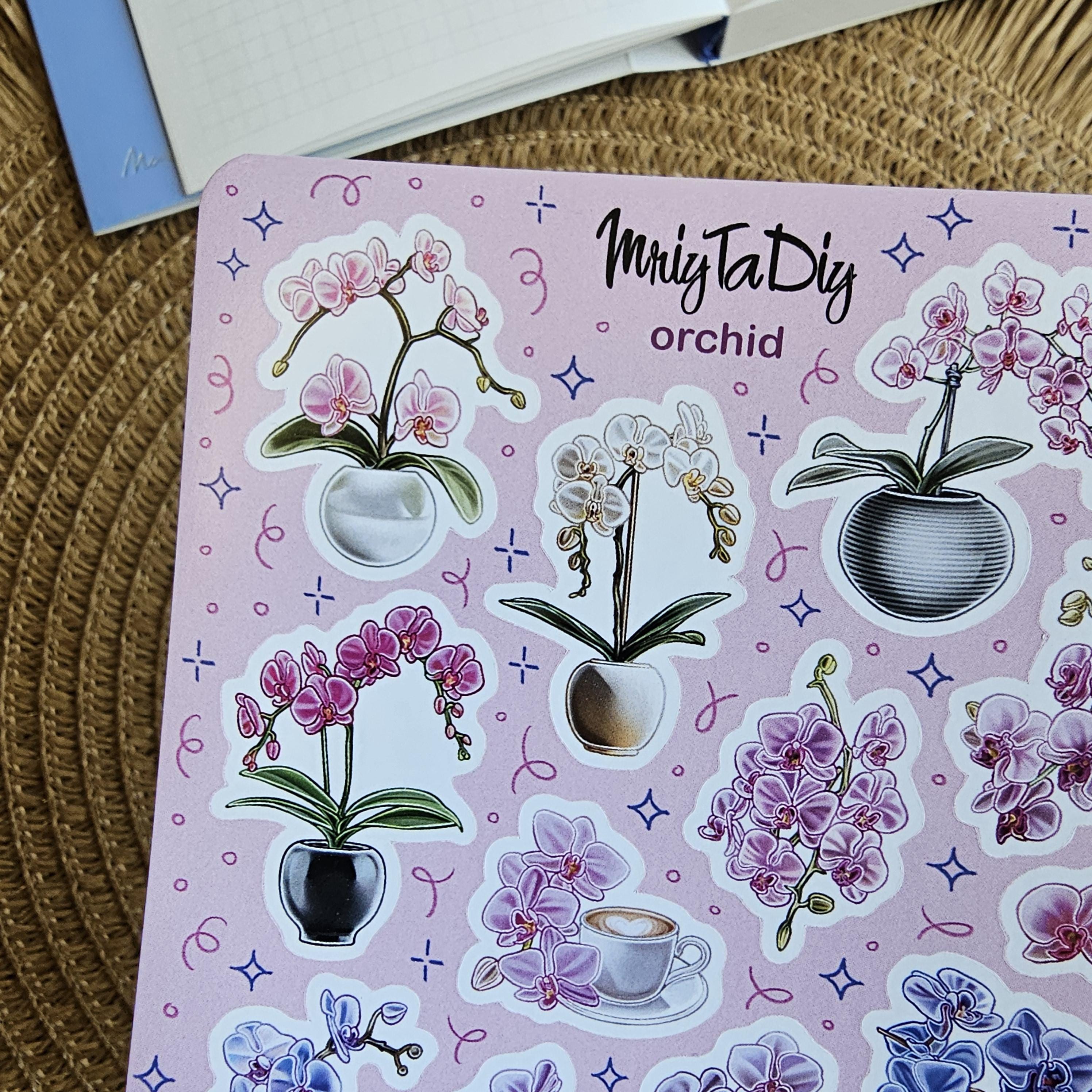 Orchid Sticker Orchid Stickers – Elegant Flower Sticker Sheet for Journaling ...