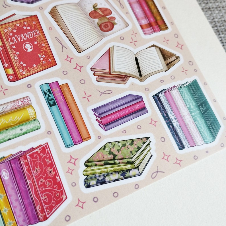 Hoja de calcomanías Libros-4. Bullet Journal Stickers, Planner Stickers